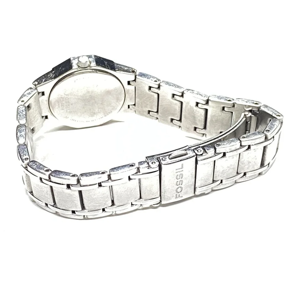Fossil PR5313 Wrist Watch Silver Tone US Bank Logo Gift Needs Battery